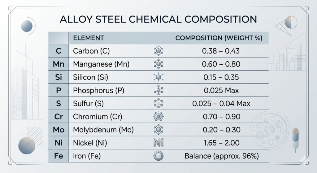 Chemical composition of 4340 steel
